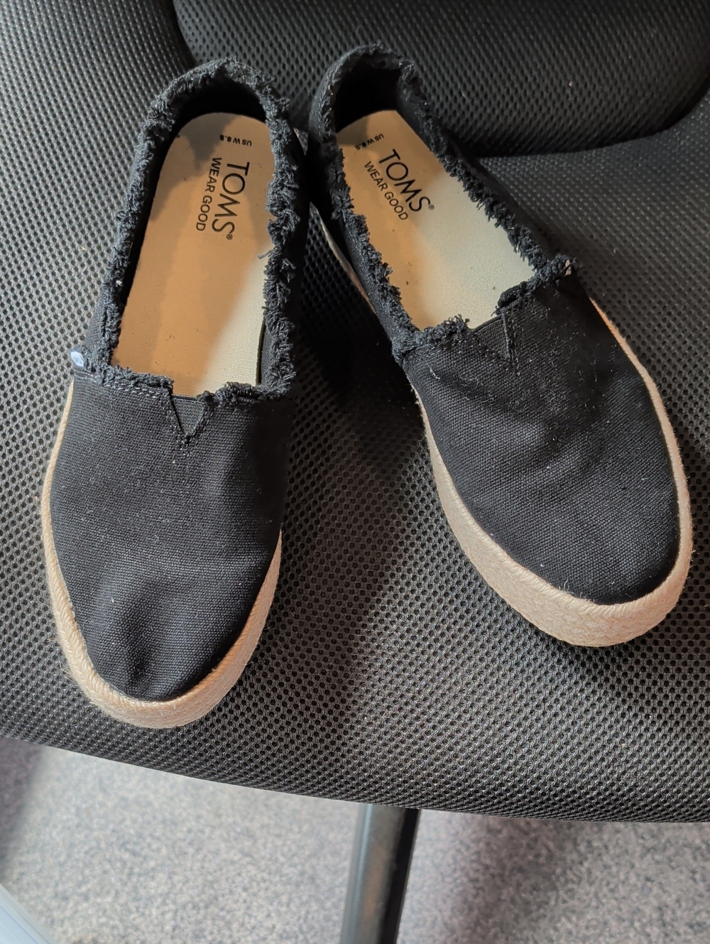 TOMS Black Canvas Espadrille Slip-Ons